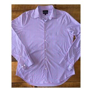 Mens Bonobos Purple Blue Pink Checkered Long Sleeve Slim Fit Button Down Shirt L